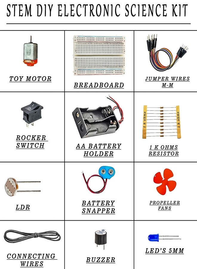 CodifyMonk STEM DIY Electronic Science Kit for Kids (Age 8+) | Breadboard Experiments with LED, Motor, Buzzer, LDR | Perfect for School Projects & Science Fair Learning - Image 5